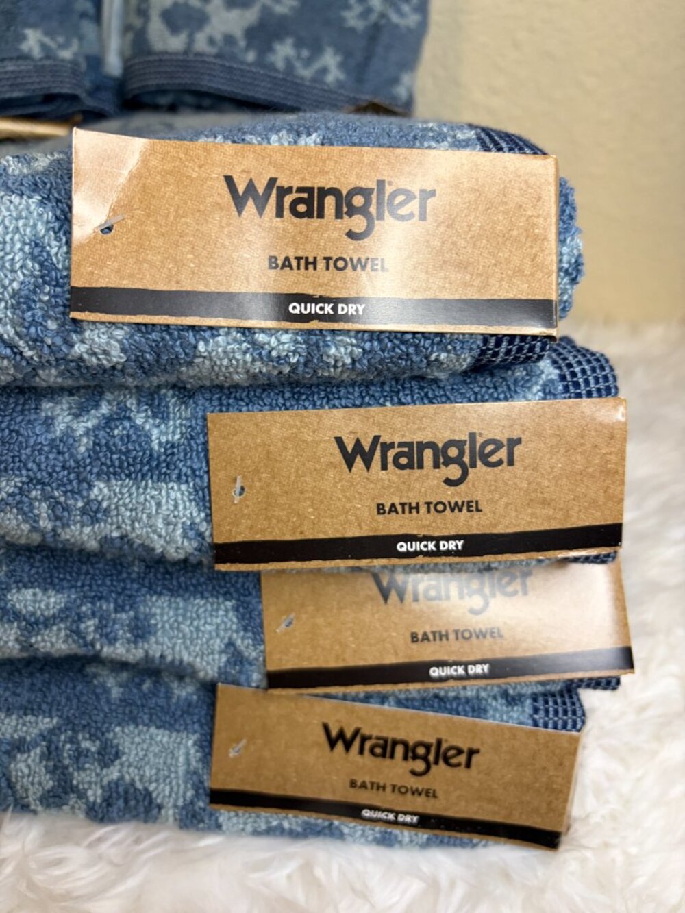 Wrangler Blue Floral 8 Pc Bath Towel Set Bath Hand Towels Quick Dry Cotton NWT - Picture 3 of 6